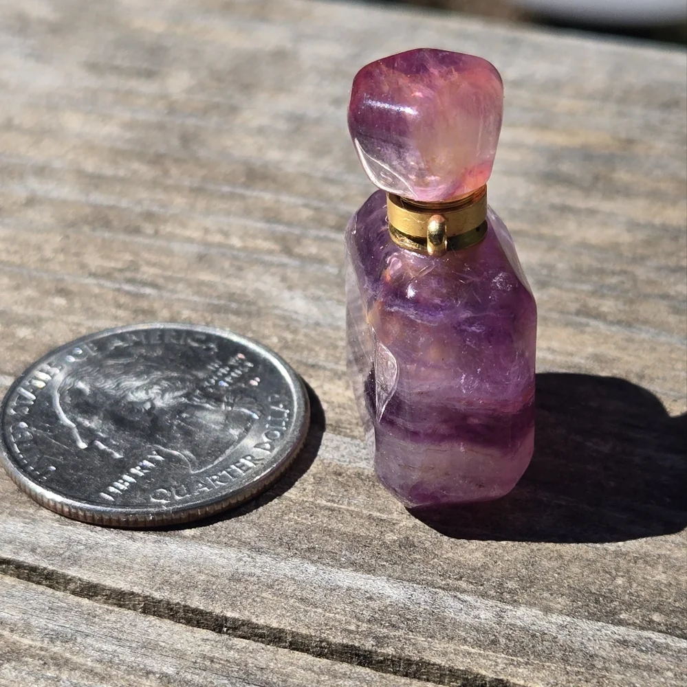Amethyst Purple & Pink Crystal Bottle Essentisl Oil Aroma Therapy - Picture 3 of 4